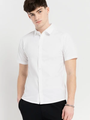 Biała koszula o klasycznym kroju z krótkim rękawem Reporter
