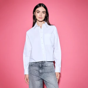 Biała koszula o pudełkowym fasonie bawełniana House