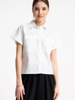 Biała koszula o pudełkowym kroju z krótkim rękawem Reporter