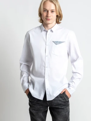 Biała koszula o regularnym kroju z długim rękawem Reporter
