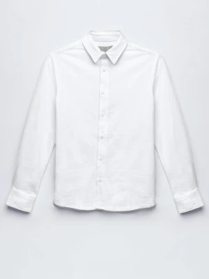 Biała koszula w paski z długim rękawem Reporter