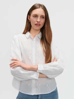 Biała koszula z angielskim haftem Top Secret