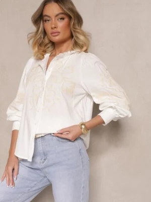 Biała Koszula z Bawełną Wiskozą i Lnem Ozdobione Haftem Zenvesin bisou's project