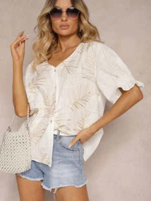 Biała Koszula z Bawełny Ozdobiona Haftem i Srebrną Nicią Wilaravia melya by melody