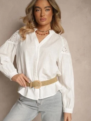 Biała Koszula z Bawełny Ozdobiona Koronkowymi Wstawkami Erivaris maja studio