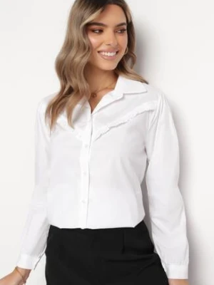 Biała Koszula z Bawełny z Falbanką Aloson lily rose