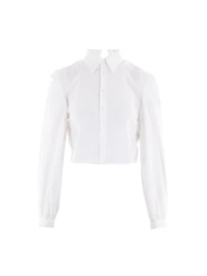 Biała koszula z dekonstrukcją i wstawką z dzianiny MM6 Maison Margiela