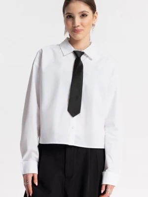 Biała koszula z długim rękawem o kroju pudełkowym Reporter