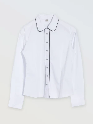 Biała koszula z długim rękawem z kontrastową lamówką Reporter