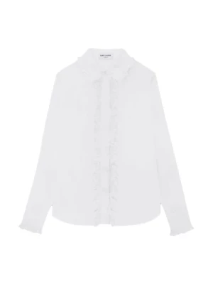 Biała Koszula z Falbankami Saint Laurent