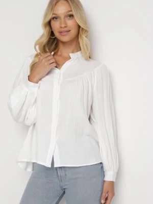 Biała Koszula z Guzikami i Marszczeniem z Bawełny Elizat retro & icone