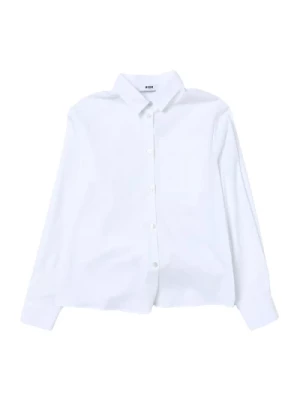 Biała Koszula z Haftem dla Dziewczynek Msgm