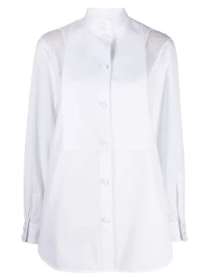 Biała Koszula z Koronkowym Panelem Burberry