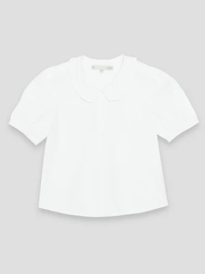 Biała koszula z krótkim rękawem i ozdobnym kołnierzem Reporter