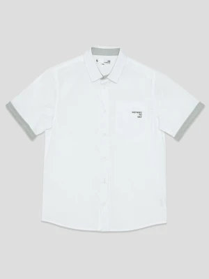 Biała koszula z krótkim rękawem i ozdobnymi mankietami dla chłopaka Reporter