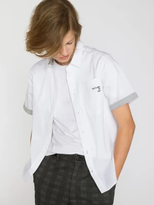 Biała koszula z krótkim rękawem i ozdobnymi mankietami dla chłopaka Reporter Young