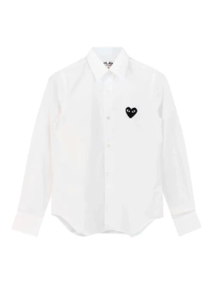 Biała Koszula z Logo Serca Comme des Garçons Play