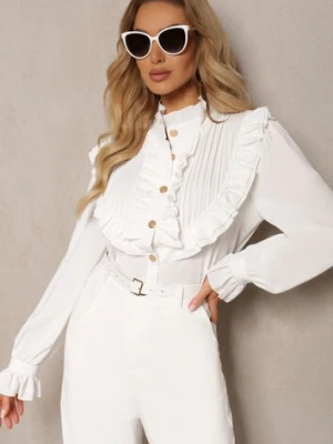 Zdjęcie produktu Biała Koszula z Ozdobną Falbanką i Żabotem Hansina elsa.m by may