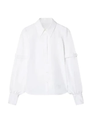 Biała Koszula z Paskami Popline Off White
