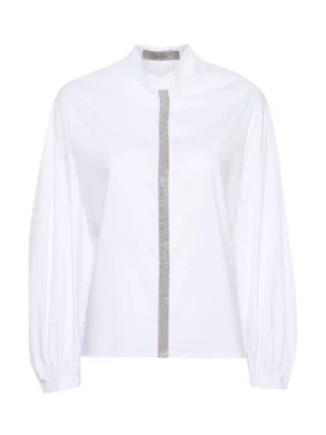 Biała Koszula z Poplinu z Ozdobnymi Koralikami D.Exterior