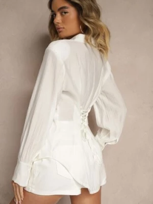 Biała Koszula z Usztywnioną Linią Ramion i Wiązaniem Meroniela lily rose