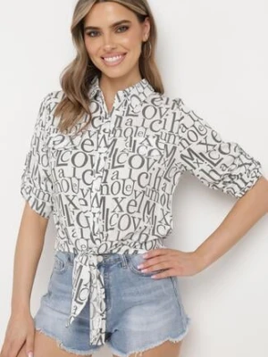 Biała Koszula z Wiązaniem w Nadruk Addia wei wei