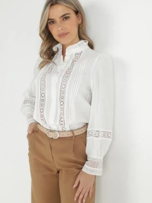 Biała Koszula ze Stójką i Koronką Argochis bisou's project