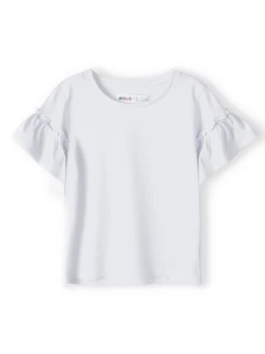 Biała koszulka bawełniania dla niemowlaka z falbankami Minoti