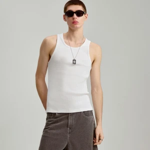 Biała koszulka bez rękawów slim fit House