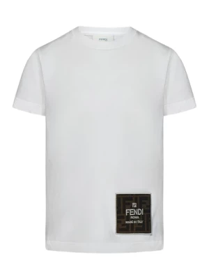 Biała koszulka chłopięca z naszywką Fendi