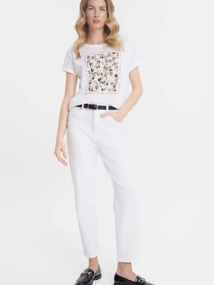 Biała koszulka damska z cekinami i cętkami Greenpoint