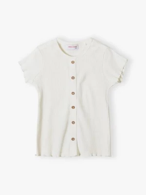 Biała koszulka dla dziewczynki w prążki z ozdobnymi guzikami Lincoln & Sharks by 5.10.15.