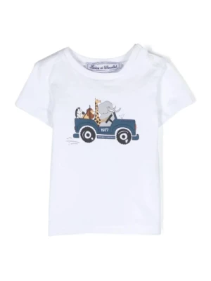 Biała Koszulka Dziecięca z Kontrastowym Nadrukiem Logo Tartine et Chocolat