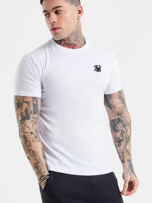 Biała koszulka męska typu muscle fit z krótkim rękawem Essential SikSilk