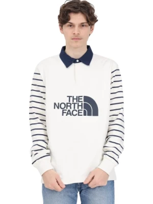 Biała koszulka męska z niebieskim nadrukiem logo The North Face