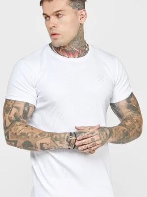 Zdjęcie produktu Biała koszulka męska z prążkowanym kołnierzem SikSilk