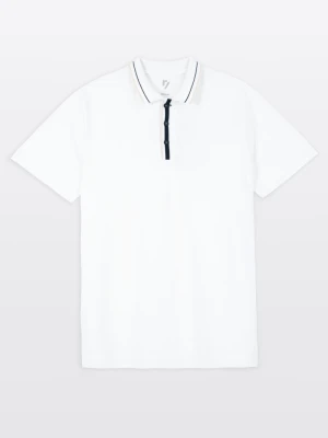 Biała koszulka polo REGULAR z krótkim rękawem z kontrastową lamówką Reporter