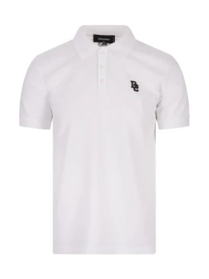 Biała Koszulka Polo z Haftem Logo Dsquared2