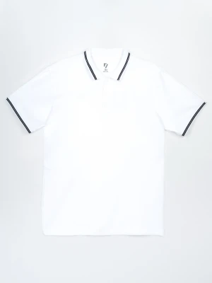 Biała koszulka polo z krótkim rękawem z kontrastowymi paskami Reporter