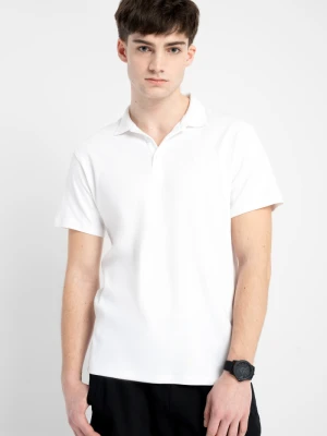 Biała koszulka polo z krótkim rękawem z minimalistycznym haftem Reporter