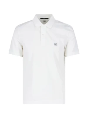 Biała Koszulka Polo z Logo C.p. Company