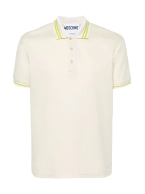 Biała Koszulka Polo z Logo Moschino