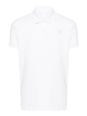 Biała Koszulka Polo z Logo Patch Moncler