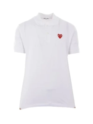 Biała Koszulka Polo z Logo Serca Comme des Garçons Play