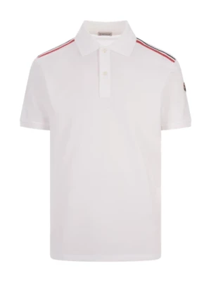 Biała Koszulka Polo z Trójkolorowymi Szczegółami Moncler