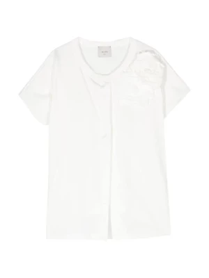 Biała koszulka z aplikacją kwiatową Alysi