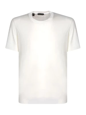Biała Koszulka z Bawełnianym Mieszanką O-neck Tom Ford