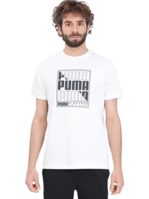 Biała Koszulka z Grafiką Logo Puma