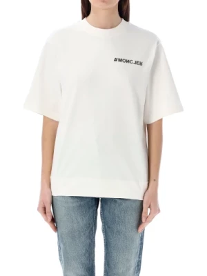 Biała koszulka z gumowym logo Moncler