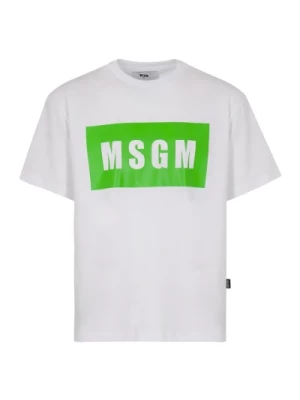 Biała koszulka z kontrastowym nadrukiem Msgm